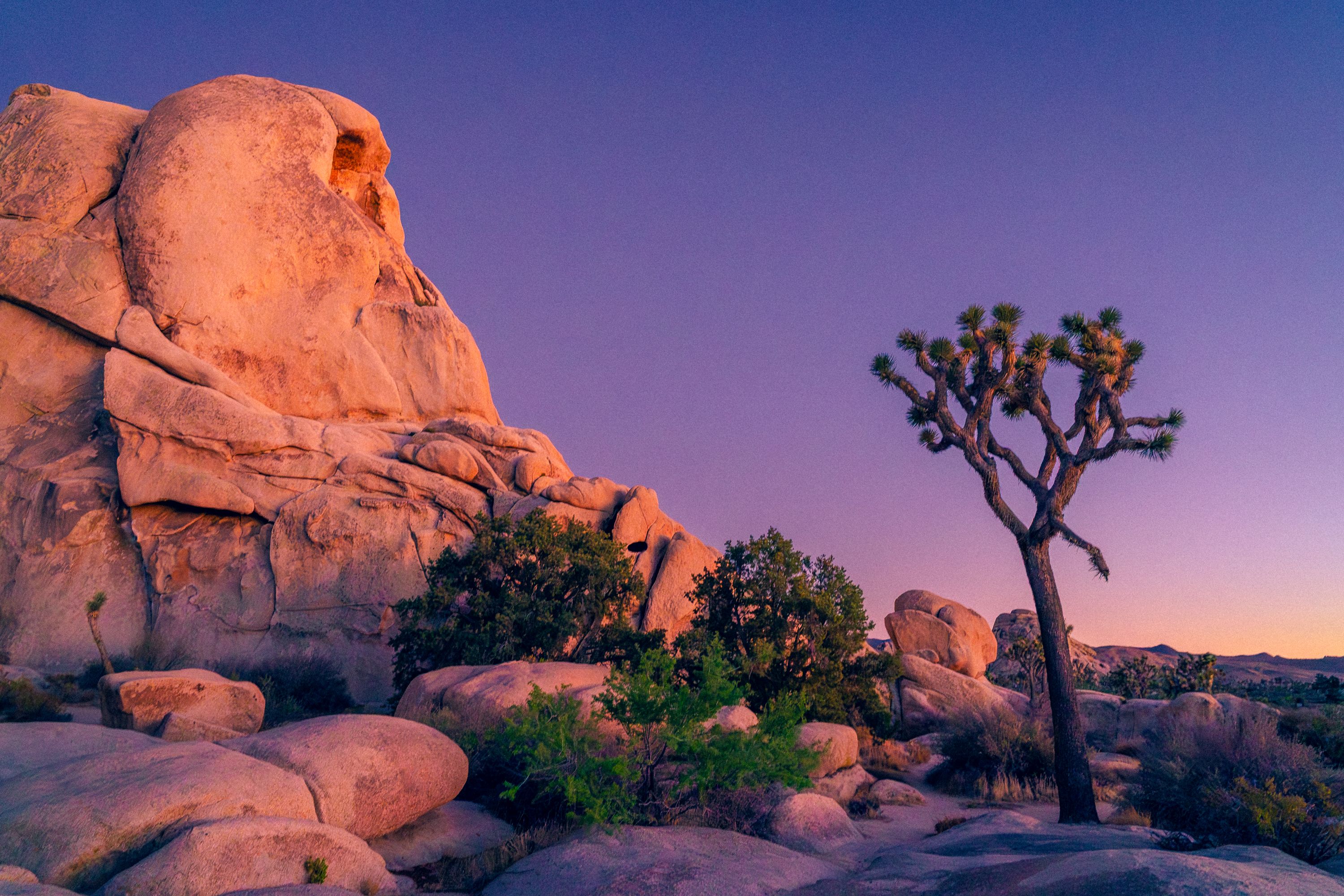 The sun setting at intersection rock