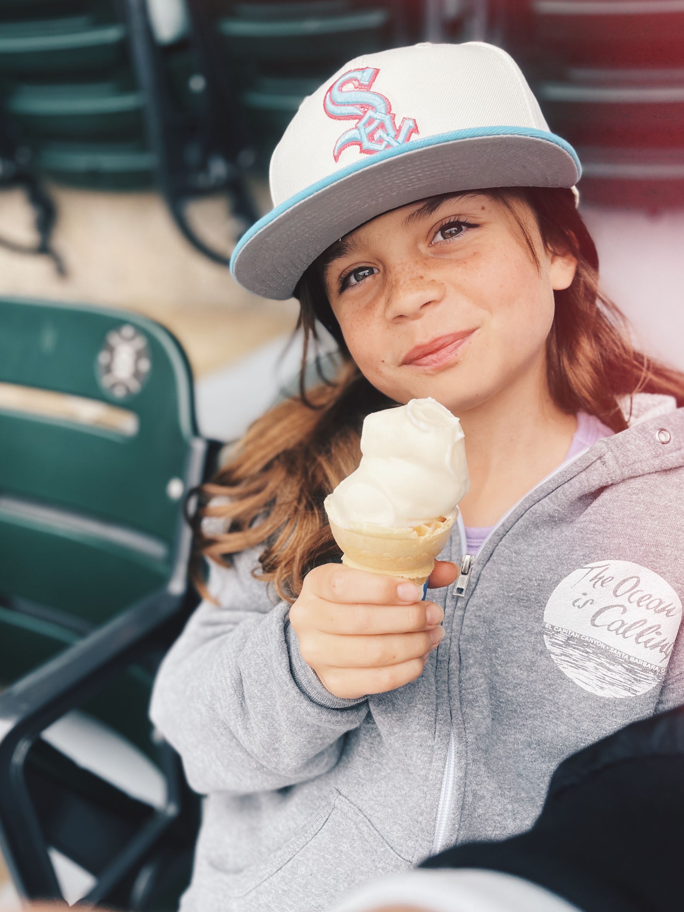 Riley eating ice cream at Wrigly Field