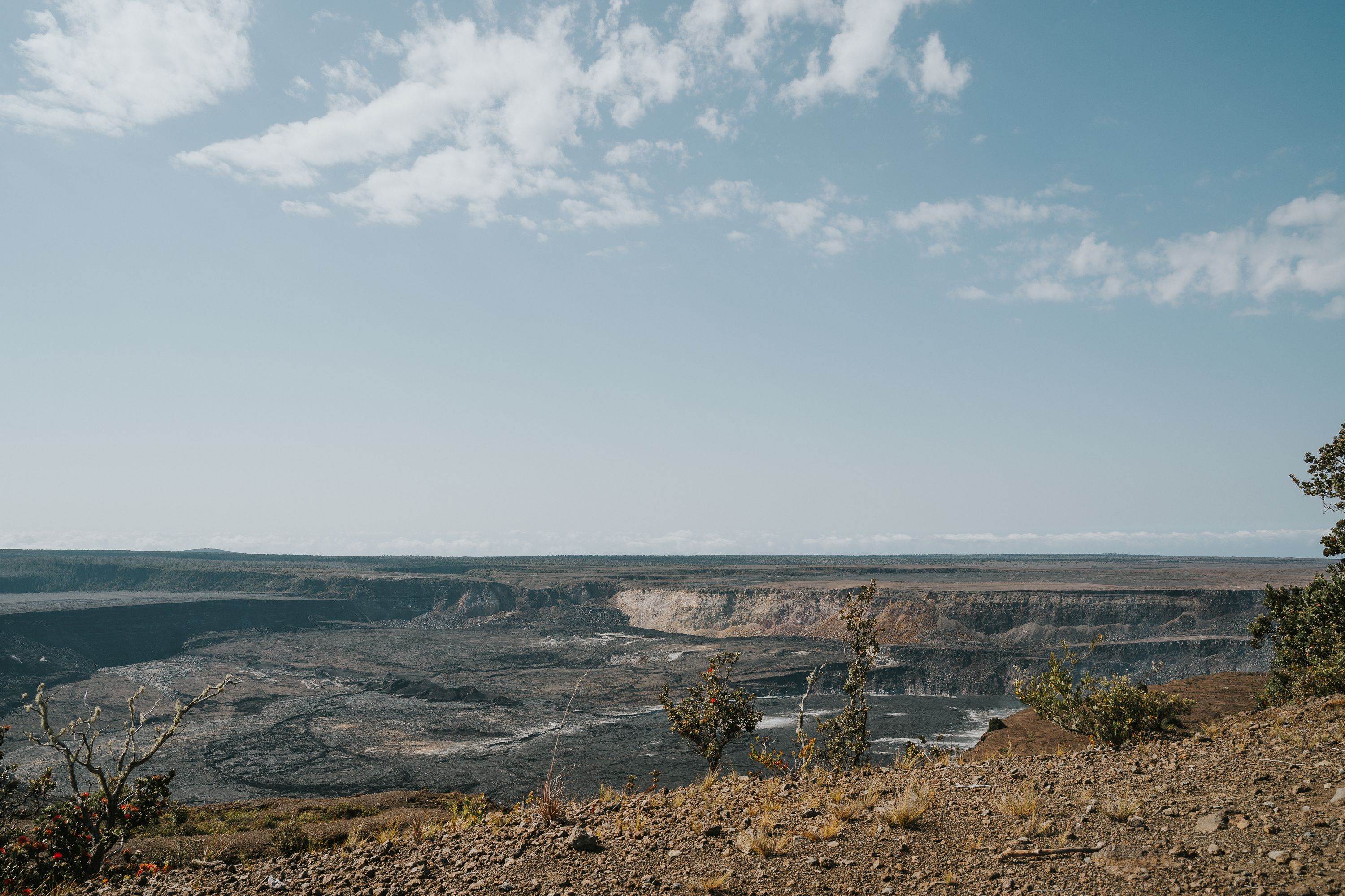Huge crater that formed after the eruption in 2018 in Hawaii National Park
