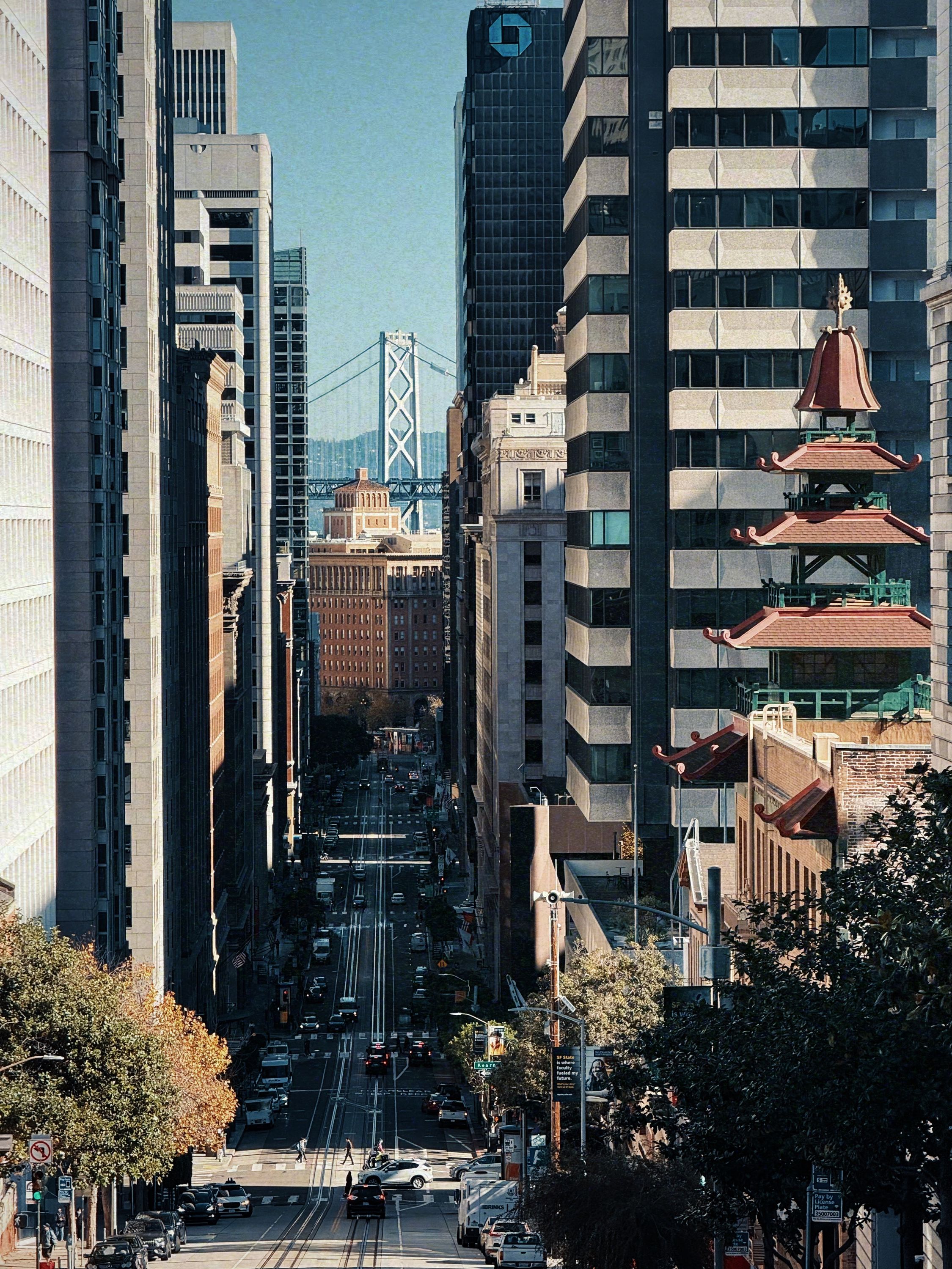 Riding a cable car down California Street
