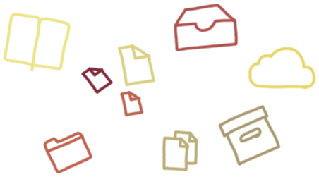 Decorative banner images depicting files and folders.
