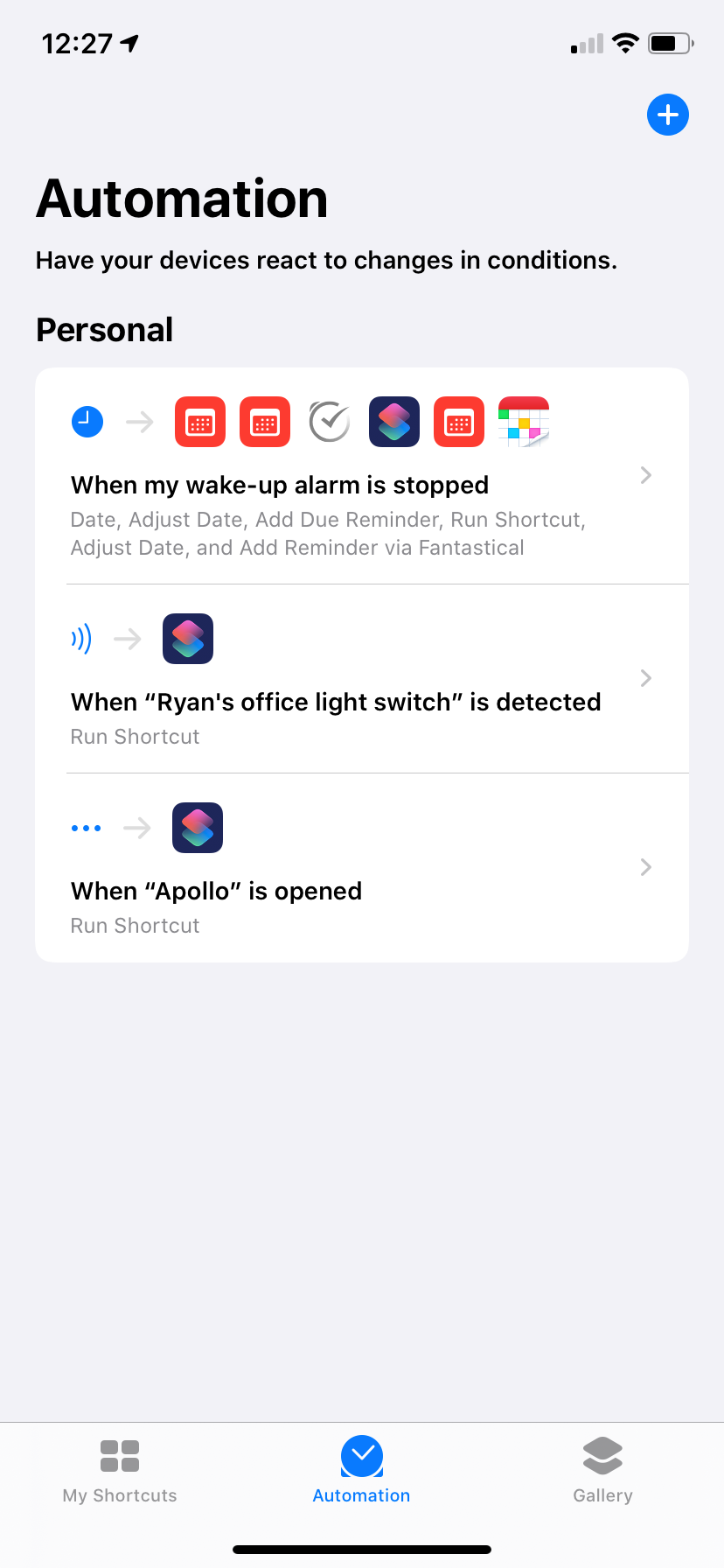 A screenshot of the Automations tab