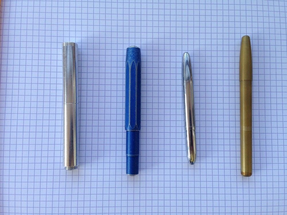 Schon DSGN pen, Kaweco Al-Sport, Fisher Bullet, Machine Era Co. Pen
