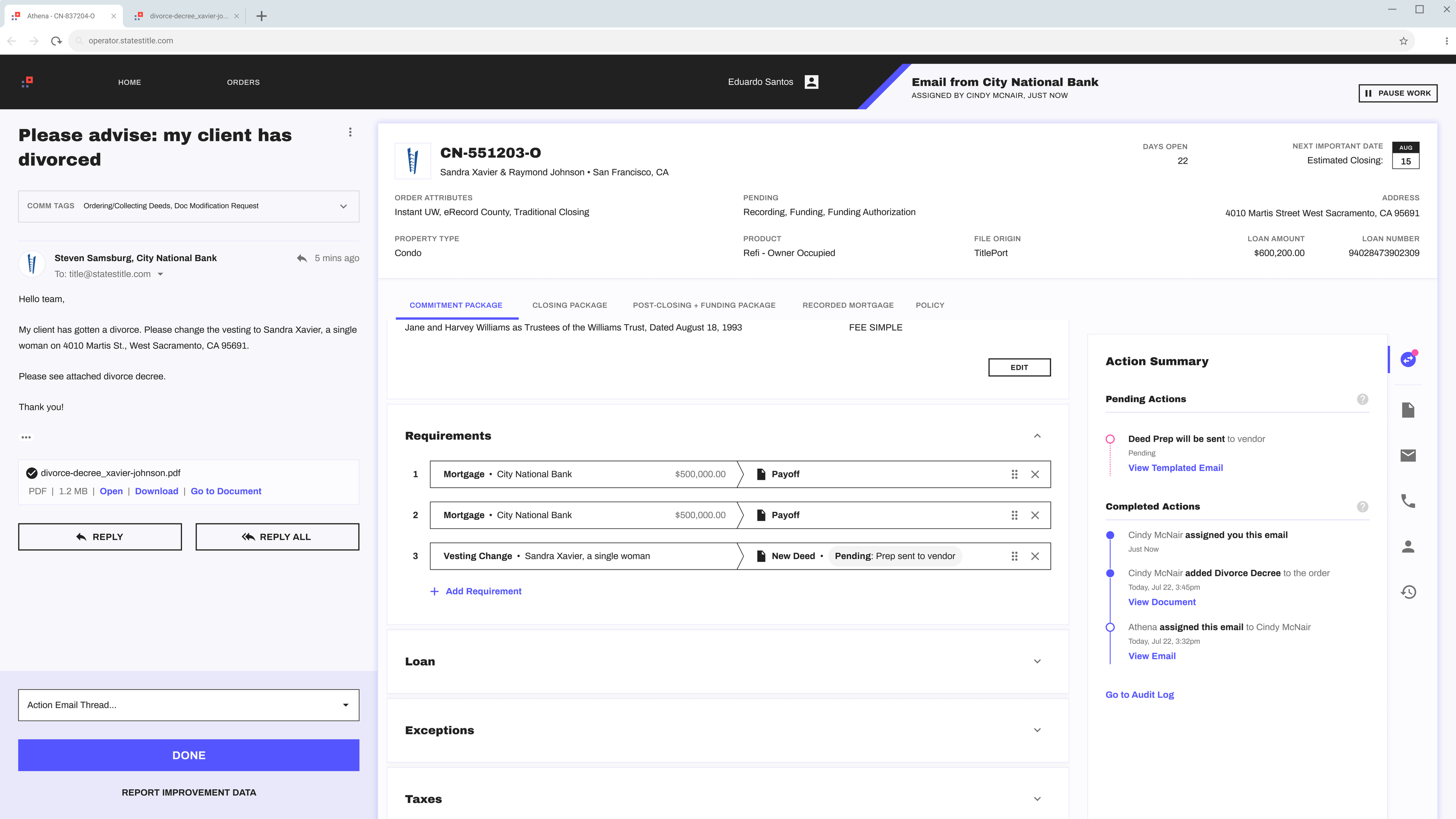 Design mockup of a title production system.