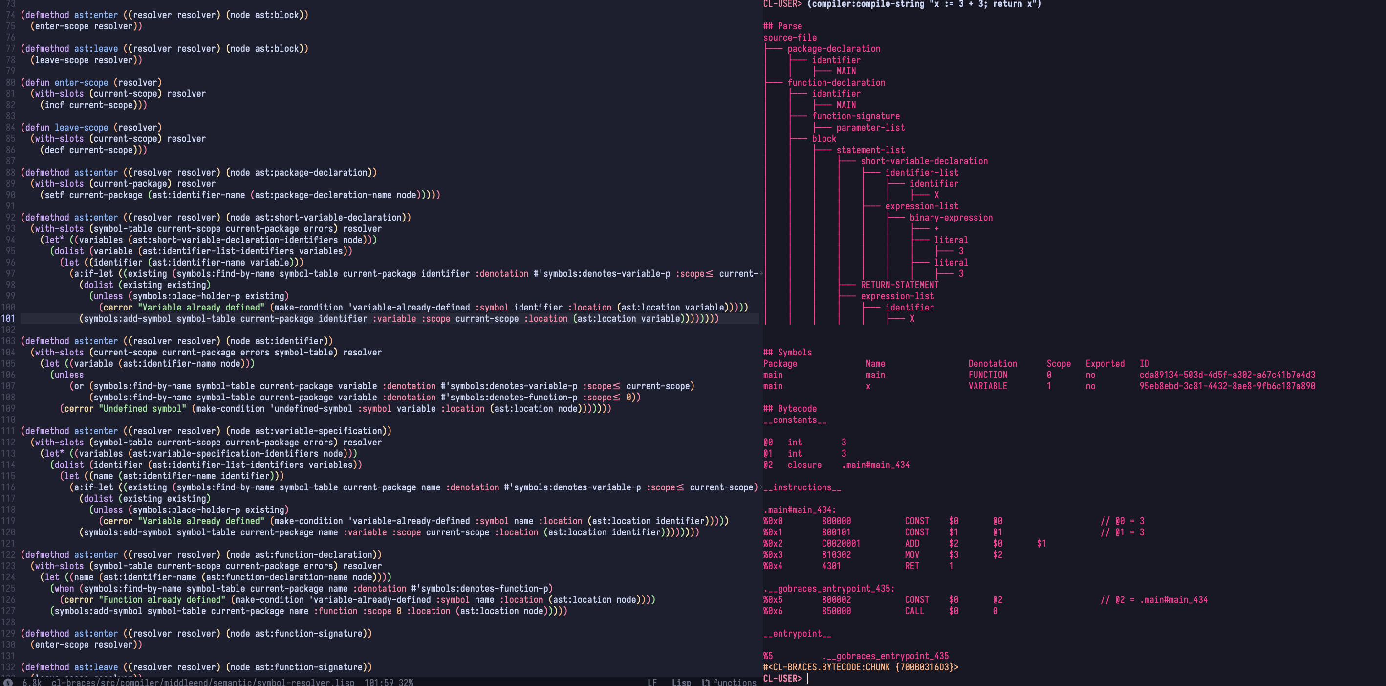 cl-braces development