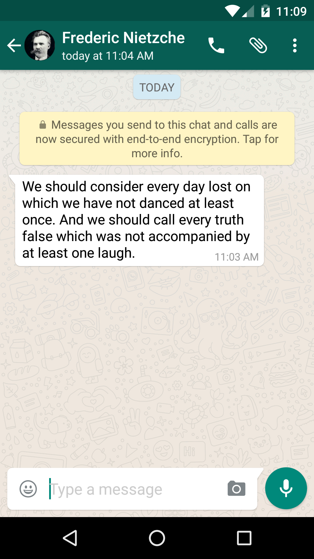 WhatsApp encryption announcement message