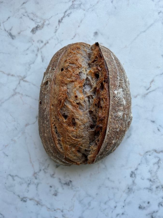 Emmer, walnut and polenta loaf