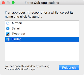 Force Quit Finder