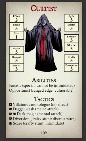 Tricube Tactics Cultist stat block