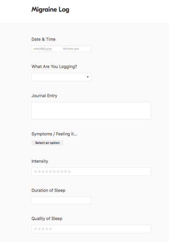 Migraine Journal Form in Airtable
