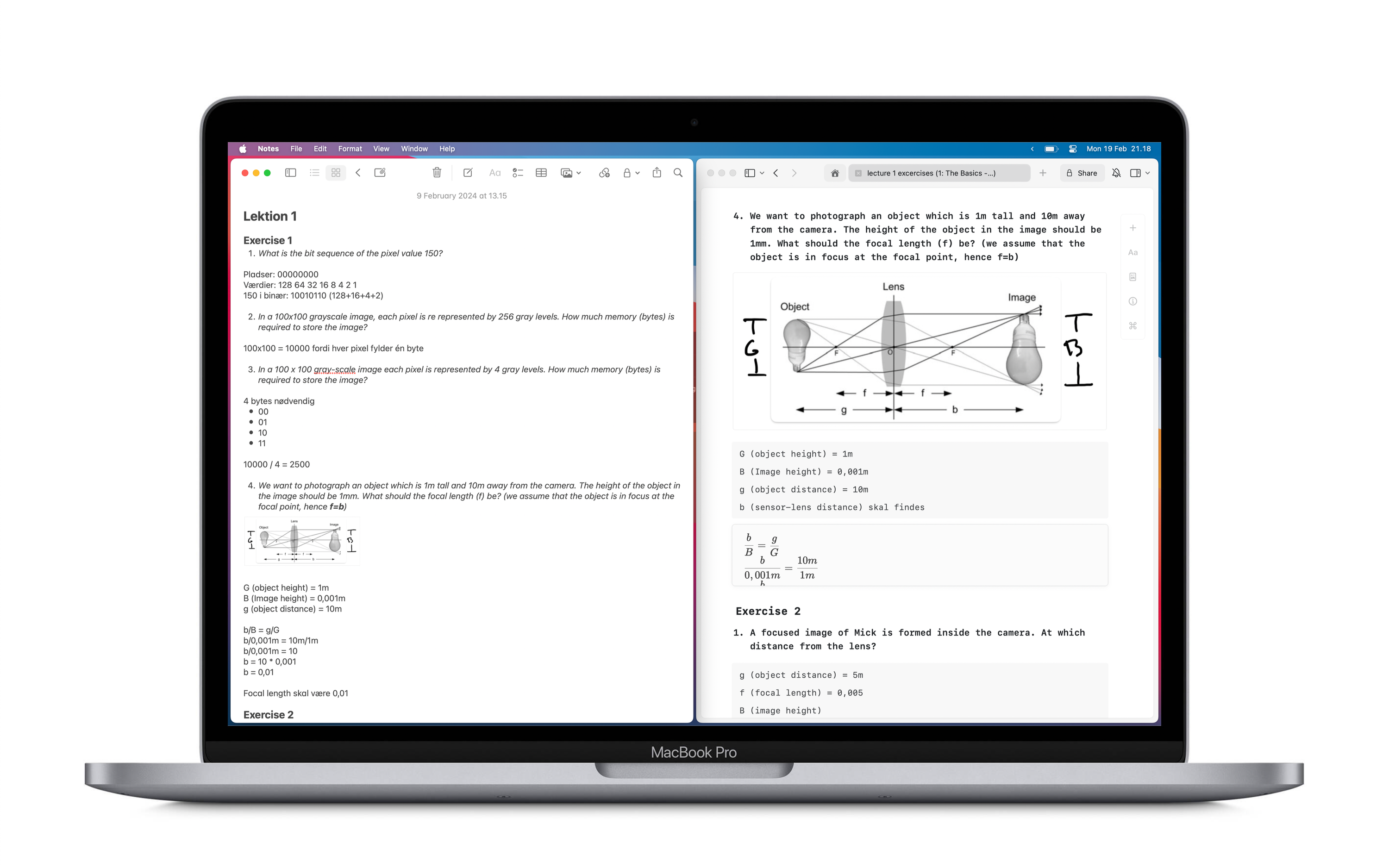 Her Apple Notes ved side af Craft notes i samme note. Læg mærke til de store billeder og den pænere matematik i Craft.