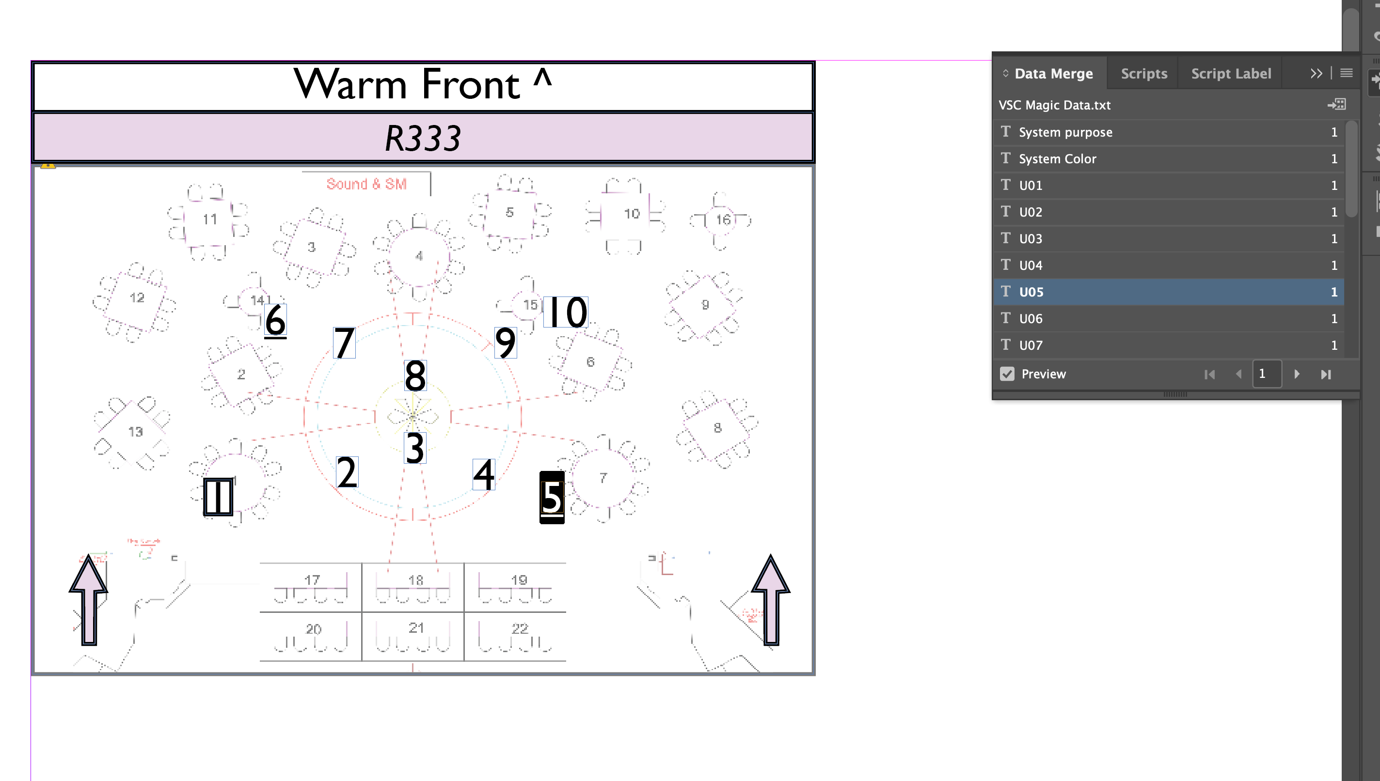 Example of cell template layout