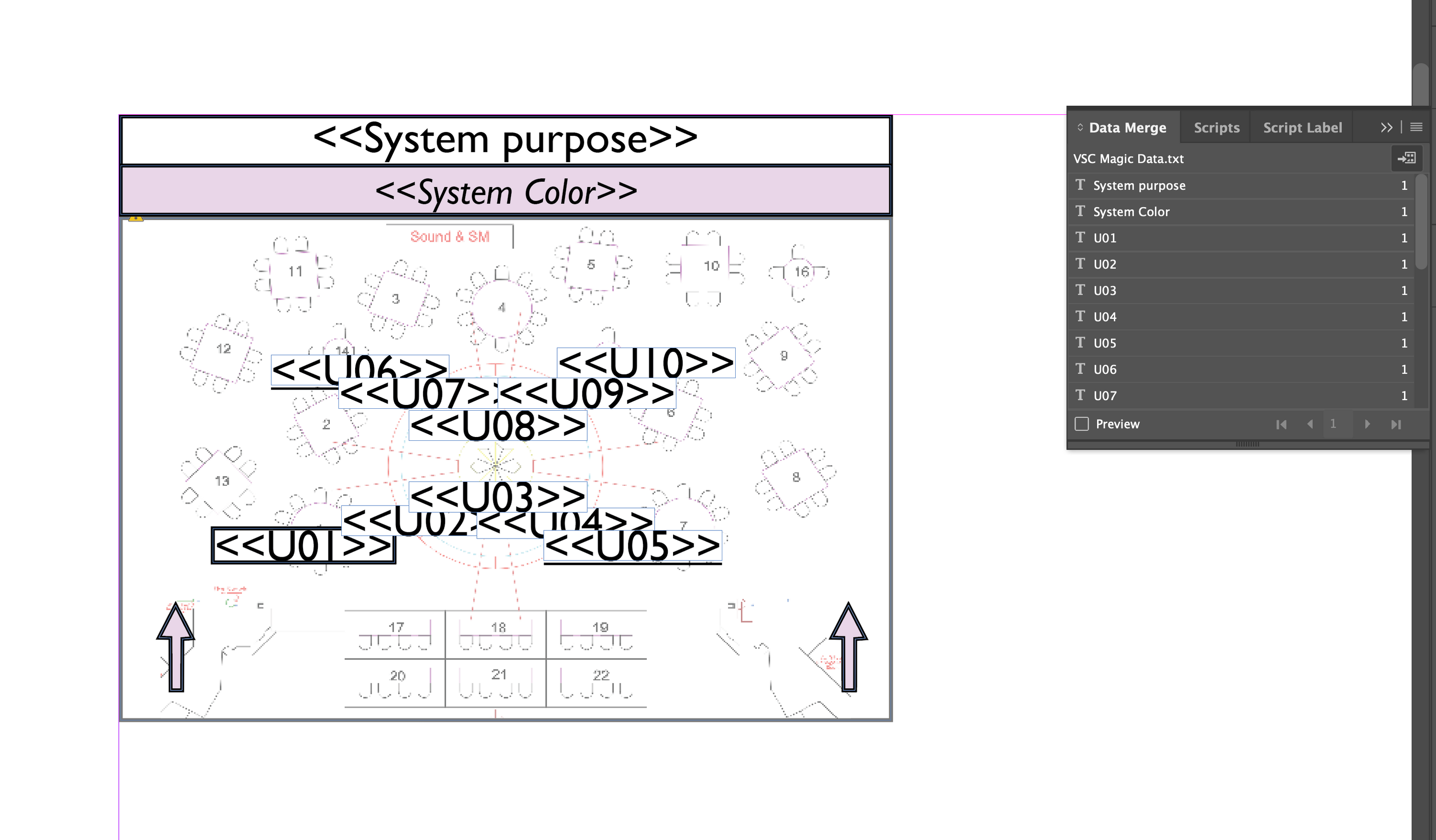 Cell with completed data merge tags