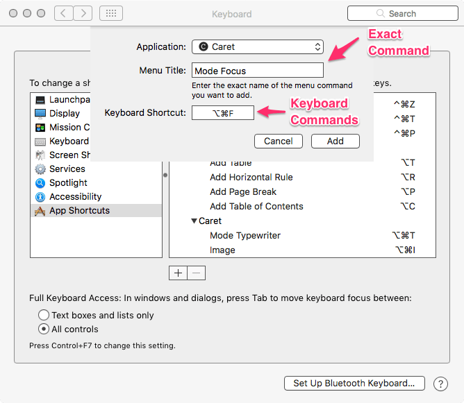 Caret Image Keyboard Command