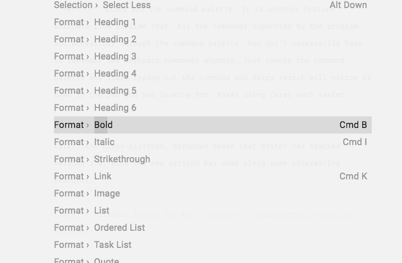 Caret Command Palette