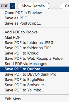 Save as PDF to Curiota