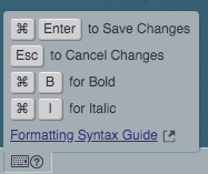 Gingko keyboard commands