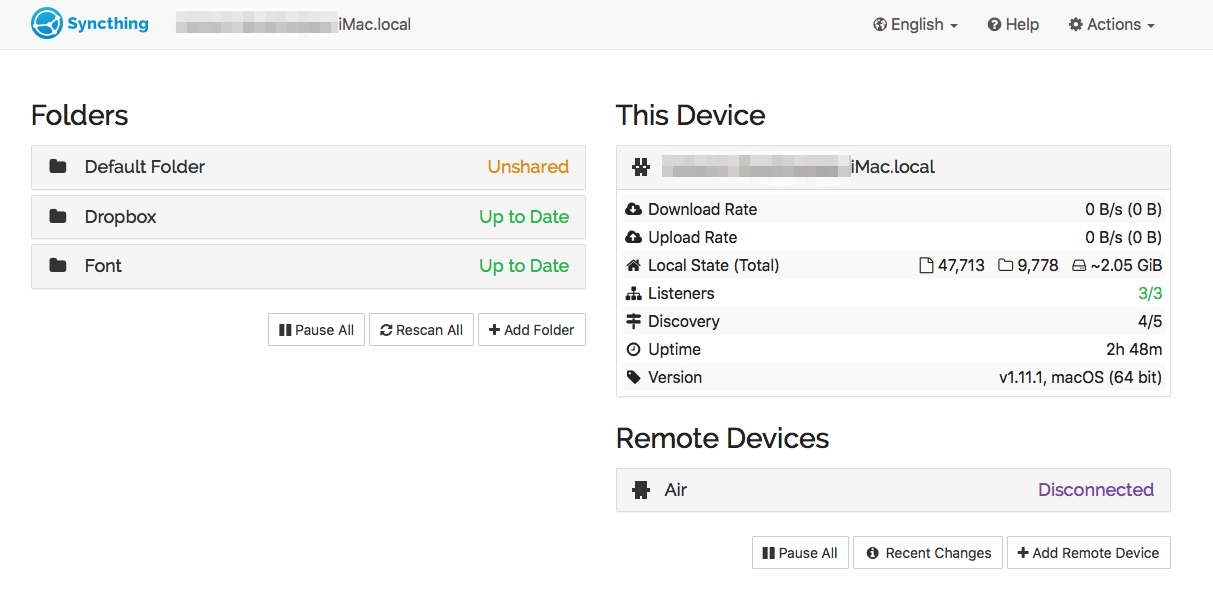 Syncthing on the iMac