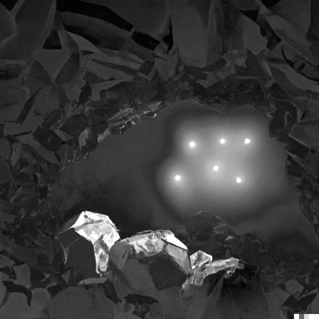 Crystal cavern within the asteroid