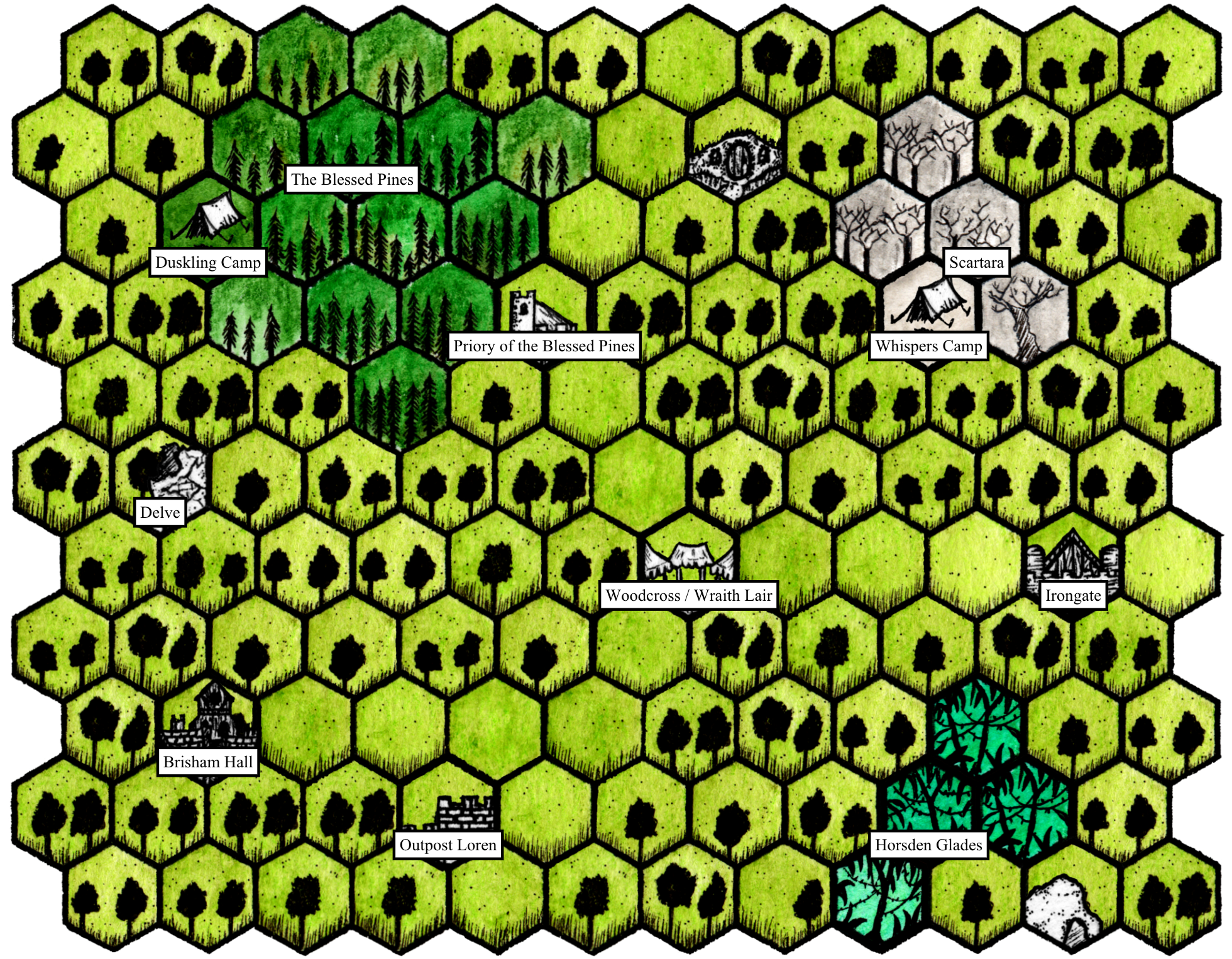 Map of Brisham Wood on Turn 6