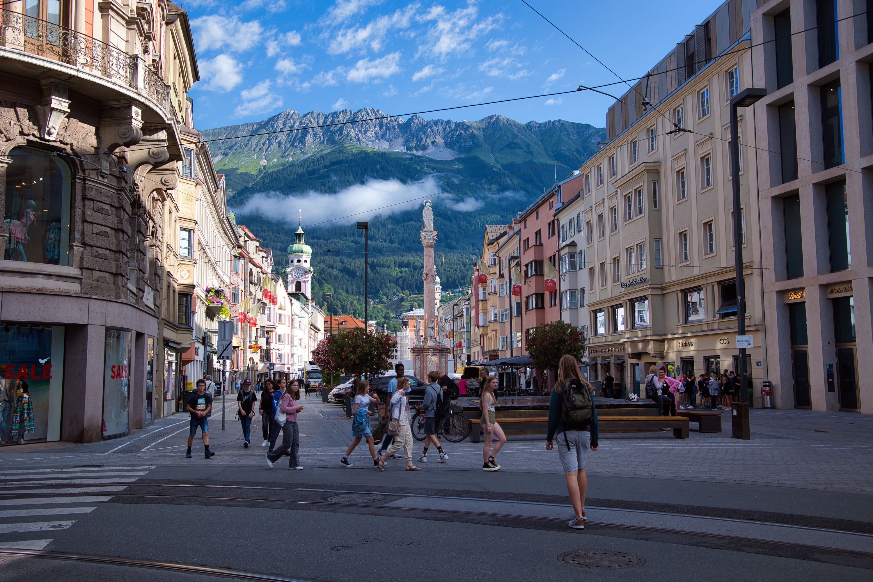 72 crossing the tram tracks in innsbruck