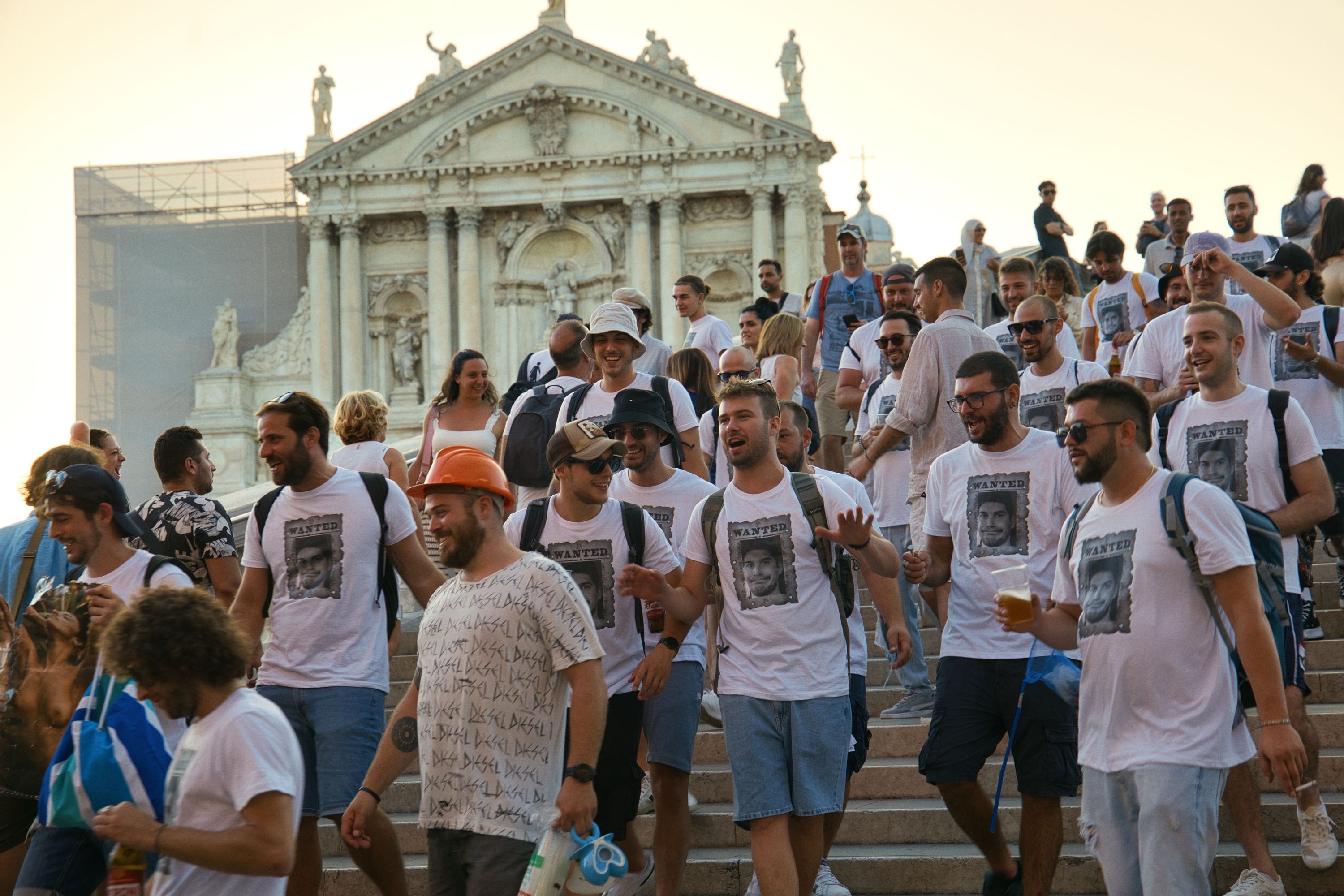 bachelor party marching over the ponte degli scalzi