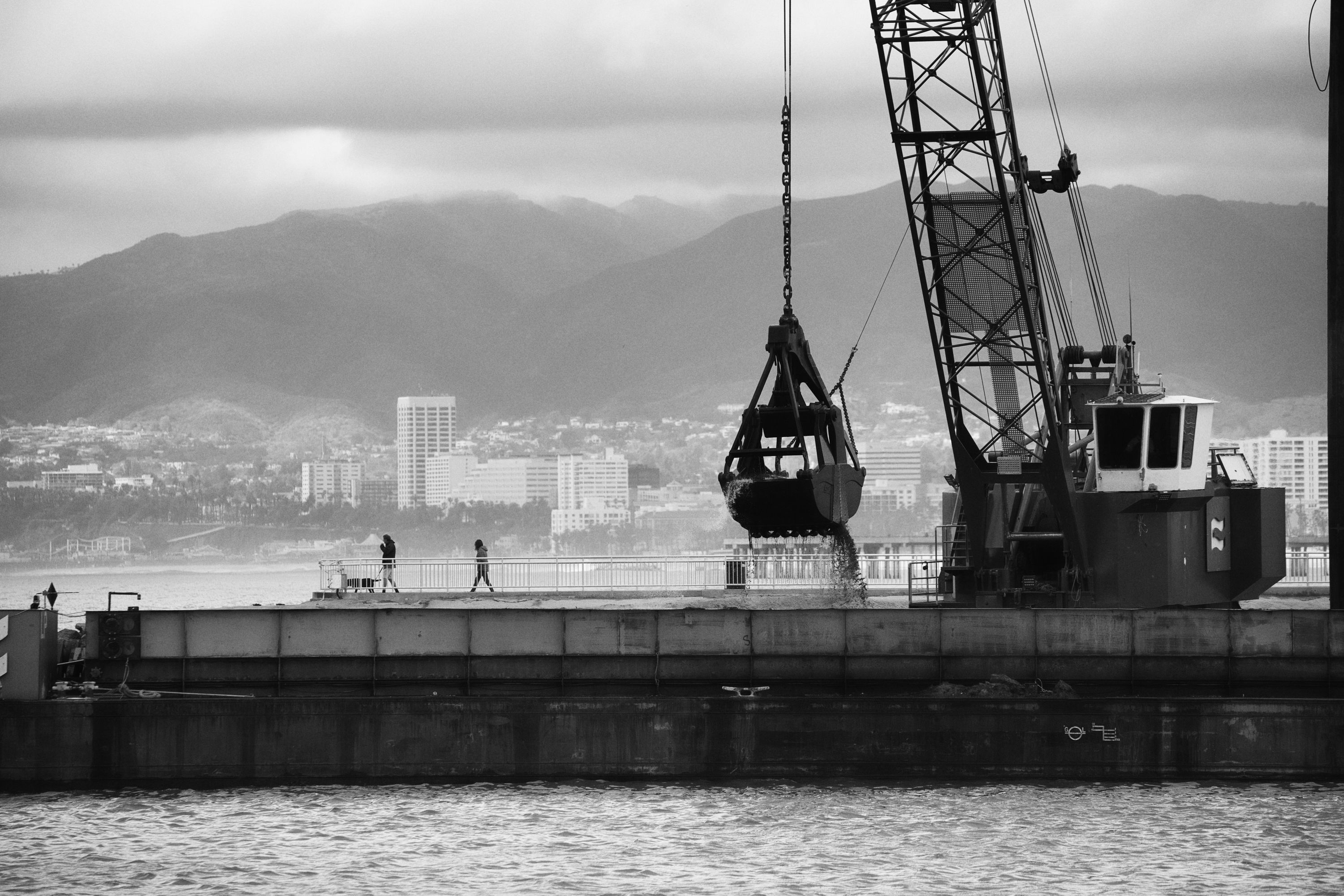 dredging marina del rey on a cool day