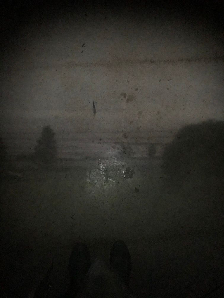 the view projected on the floor of the camera obscura’s dark room, grey and blurry