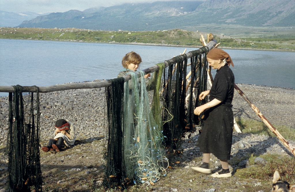 fishing nets at lake satisjaure