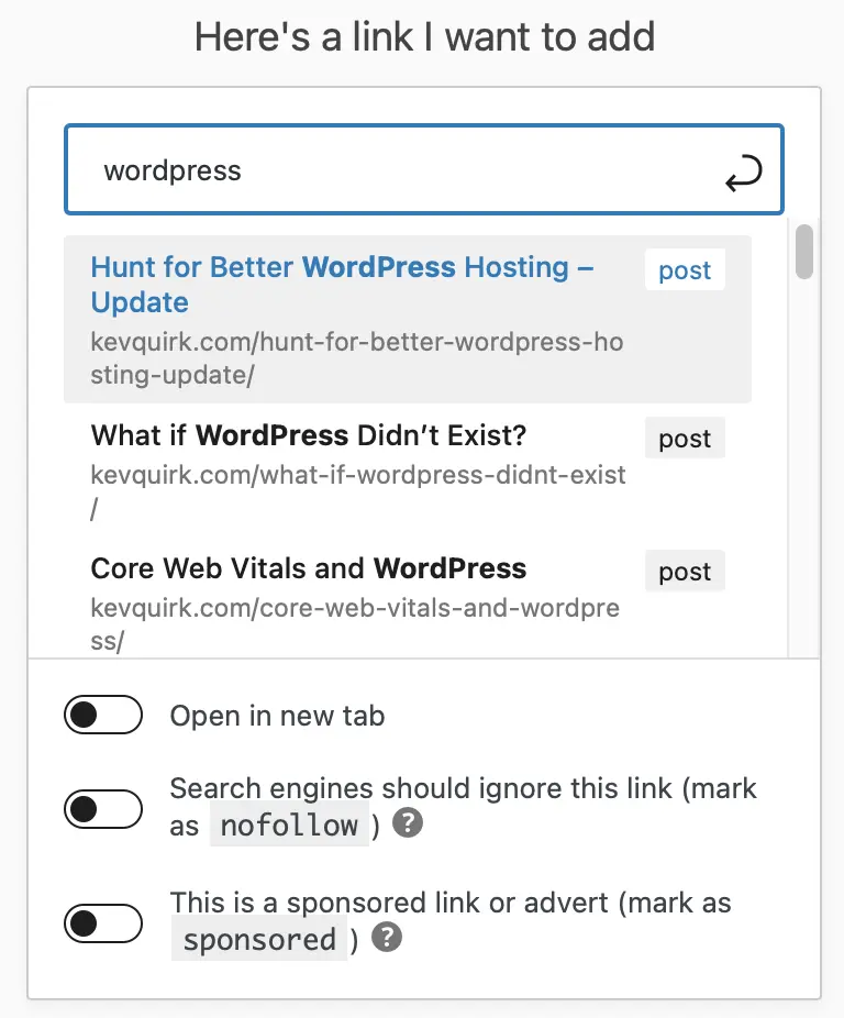Adding a link in WordPress