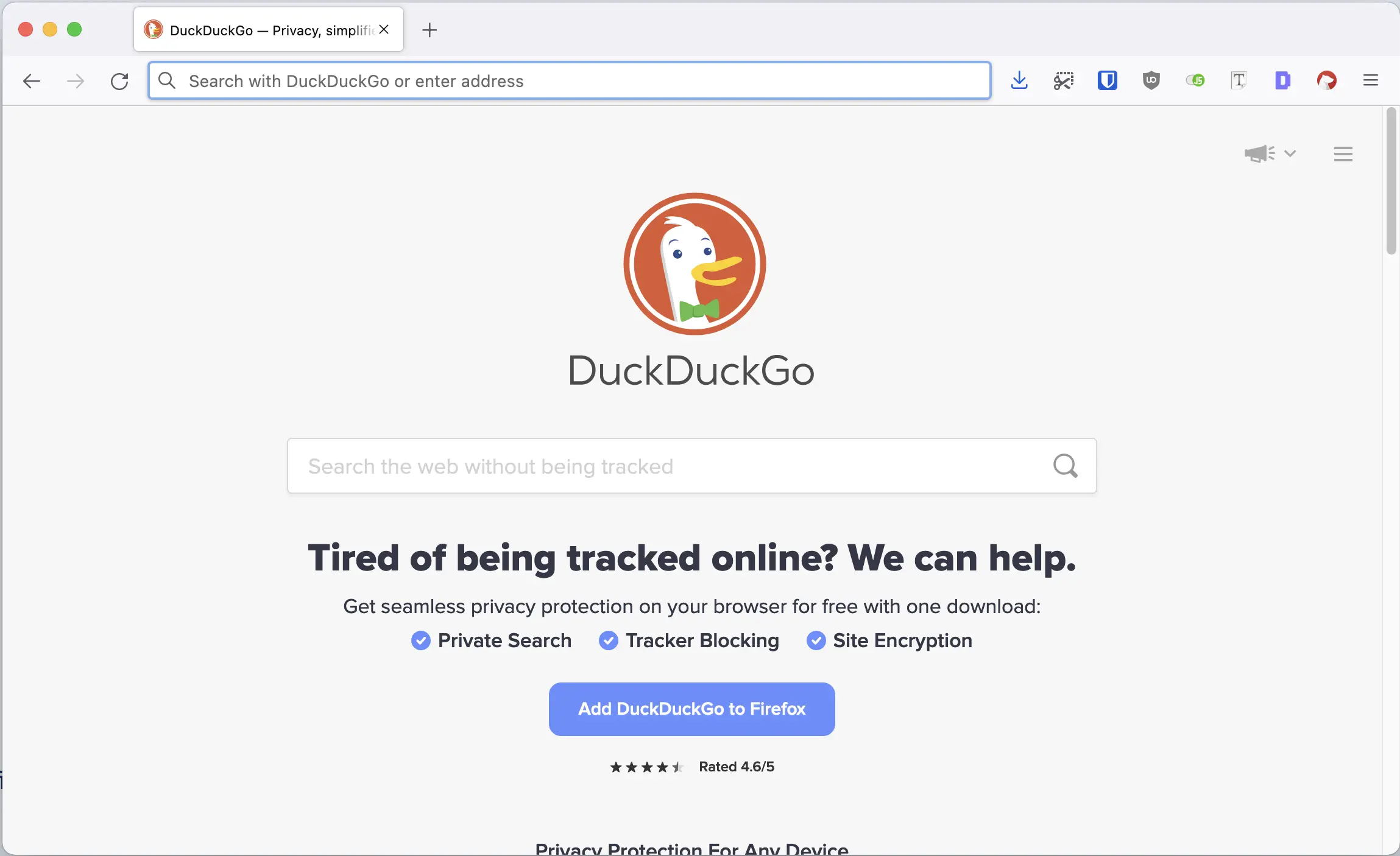 Firefox with DuckDuckGo search