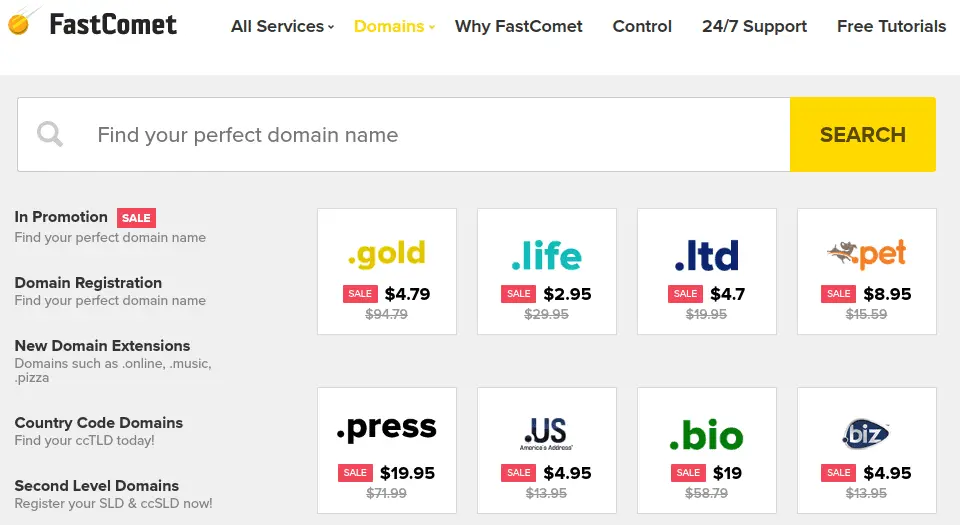 FastComet domains