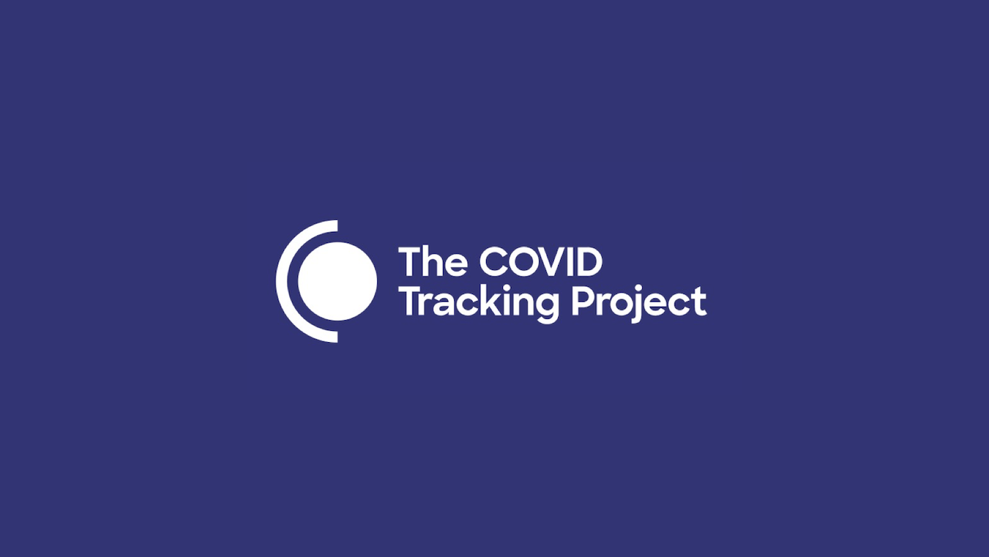 Covid Tracking Project logo on a purple background.