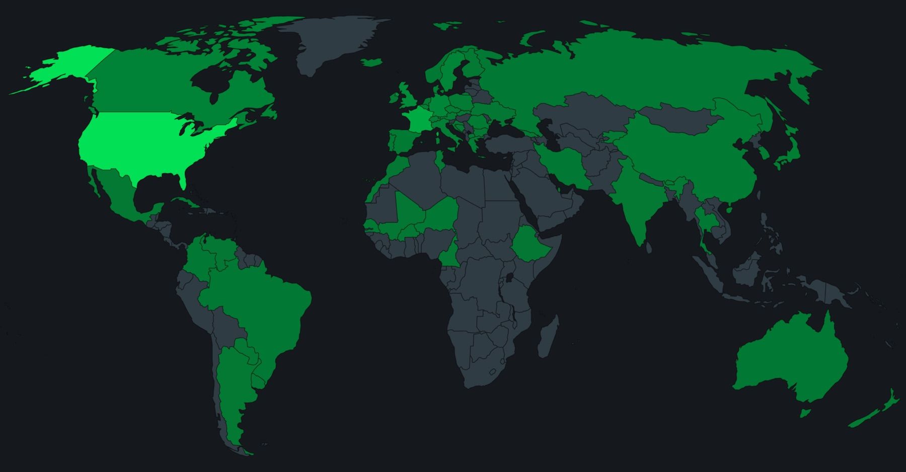 World map with films viewed.