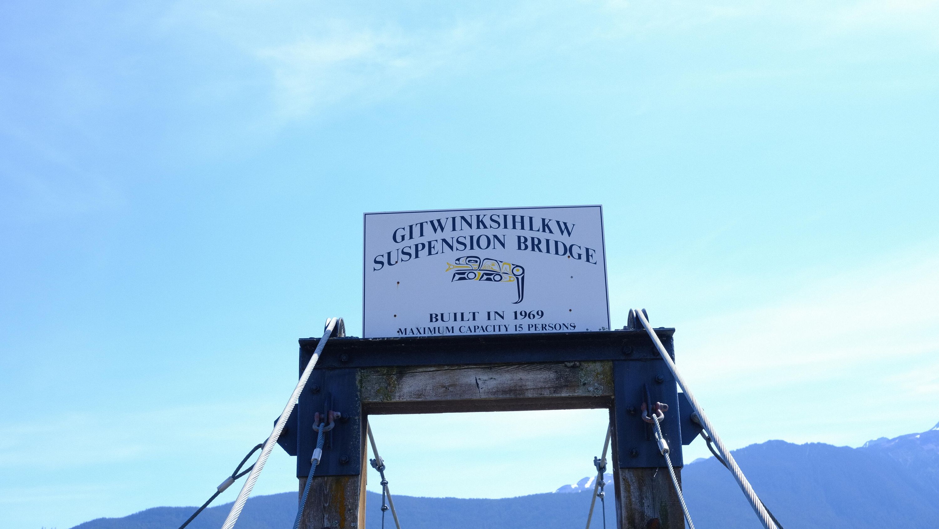 Sign over bridge