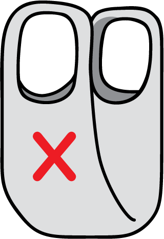 a small bag with a red x on it