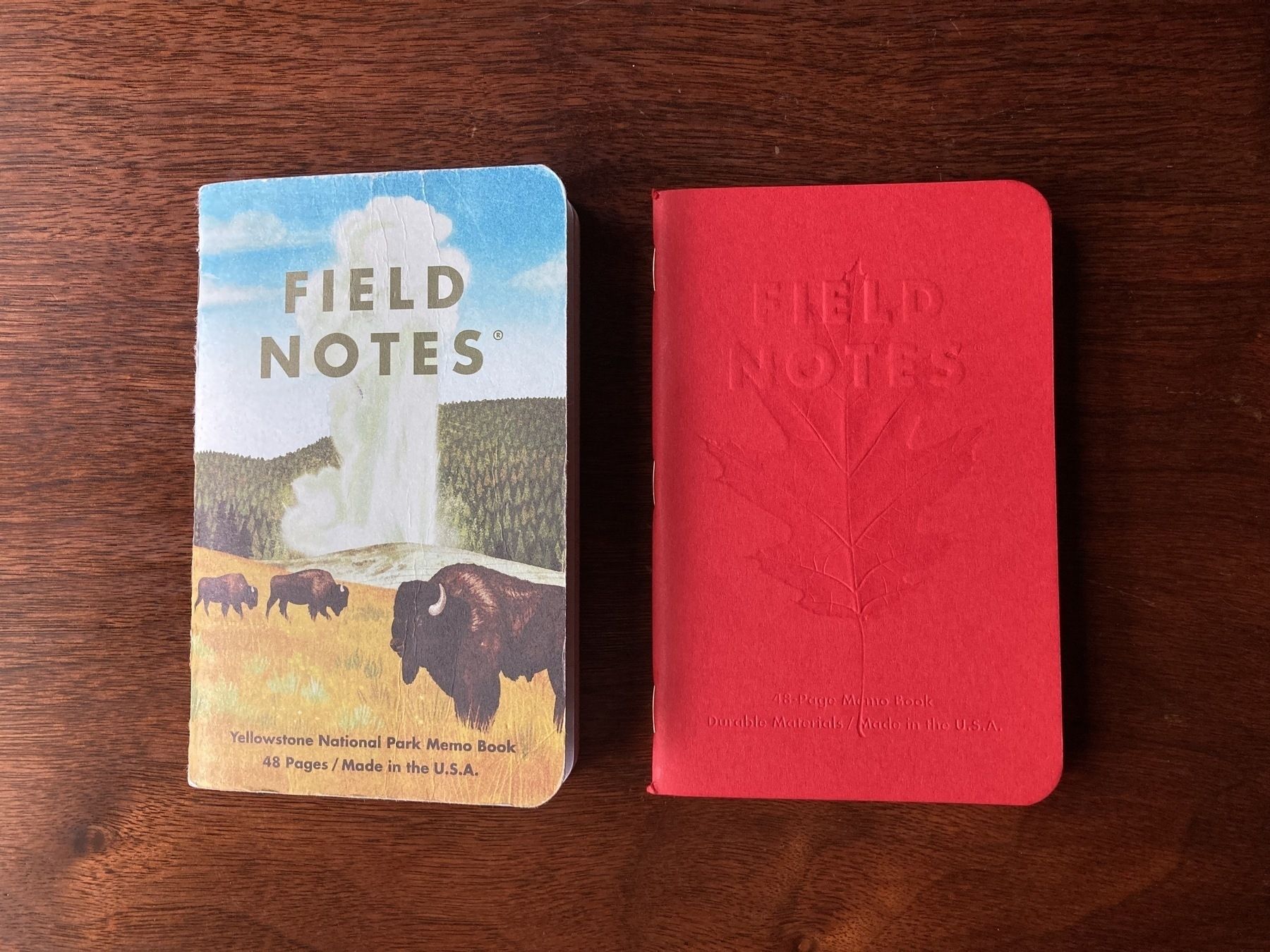 Two Field Notes memo books side by side: one used, one new