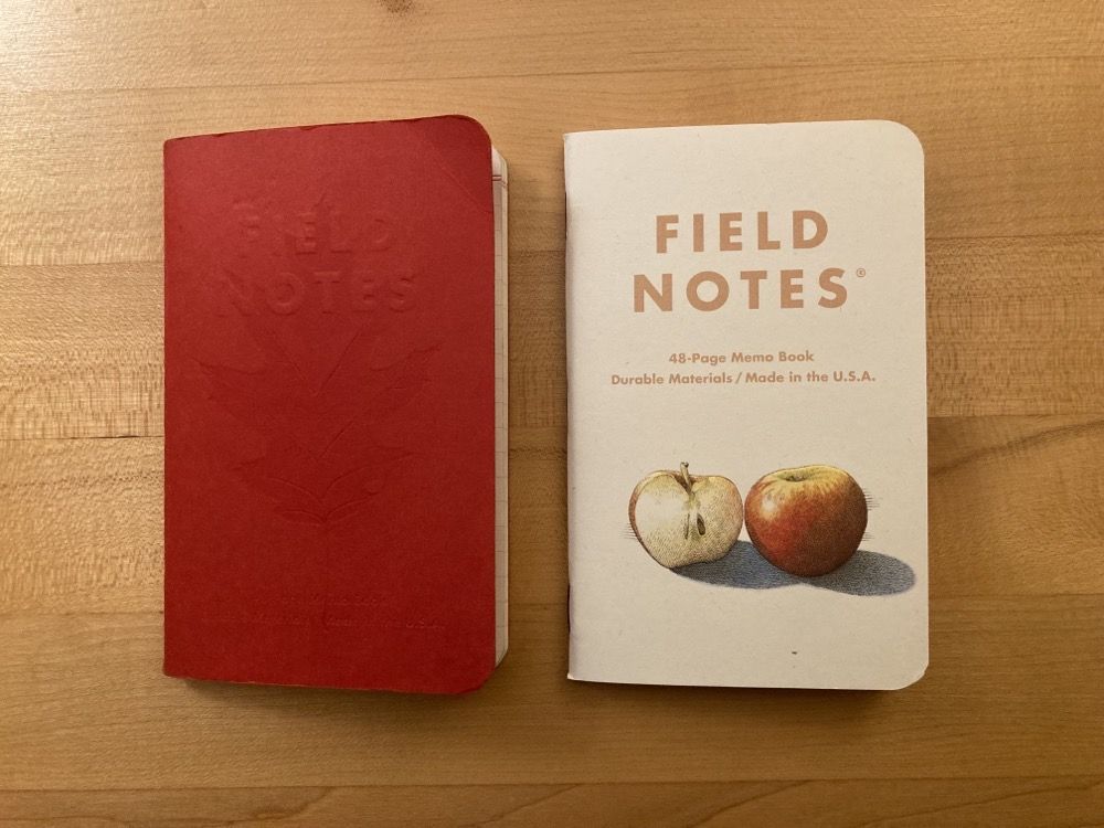 Two Field Notes memo books side by side: one used, one new