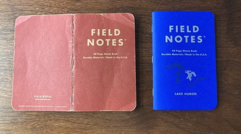 Two Field Notes memo books side by side: one used, one new