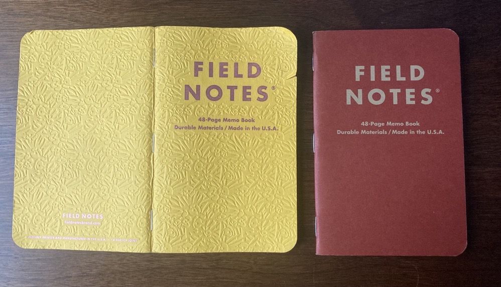 Two Field Notes memo books side by side: one used, one new