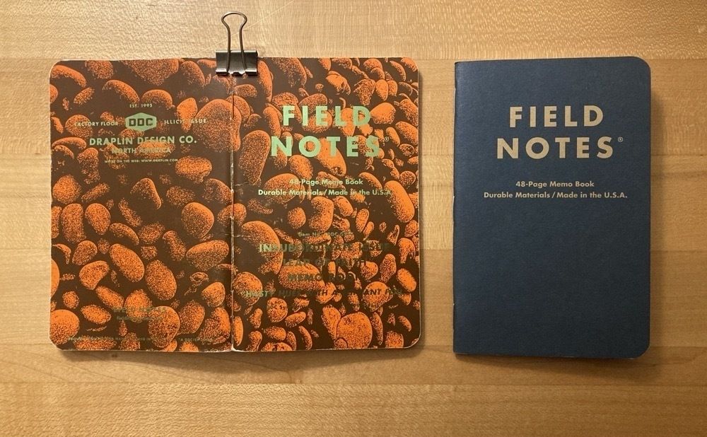 Two Field Notes memo books side by side: one used, one new