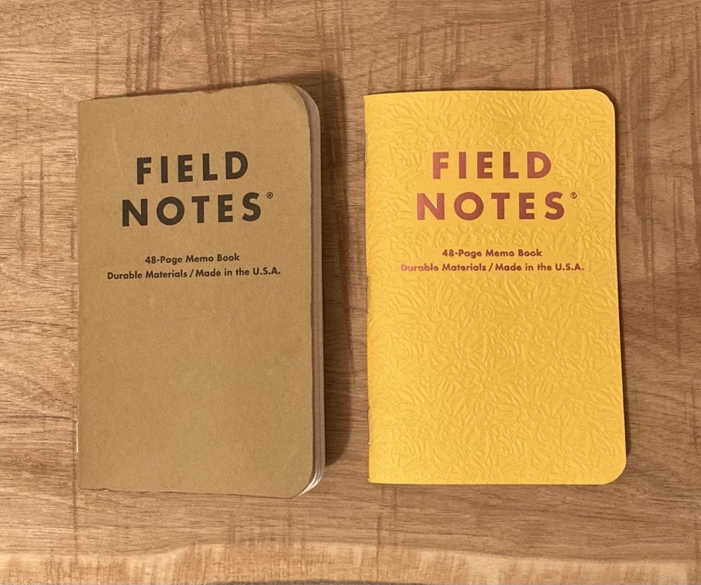 Two Field Notes memo books side by side: one used, one new