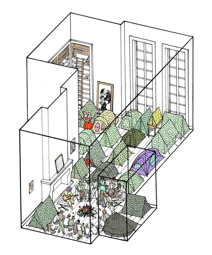 [illustration] [isometric] TheNewYorker-ApartmentCaper-TimEnthoven