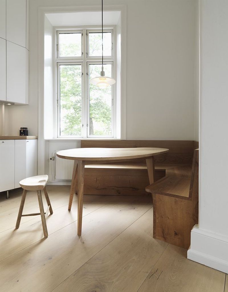 dinesen heart oak floor kitchen banquette