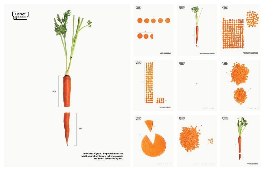 A+graphic+with+a+carrot+cut+into+two+equal+sizes,+and+a+grid+of+infographics+created+with+bits+of+carrots