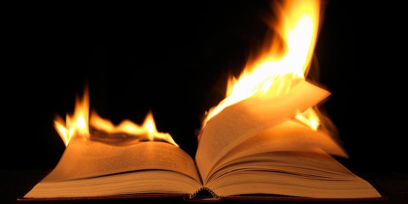 Book on fire