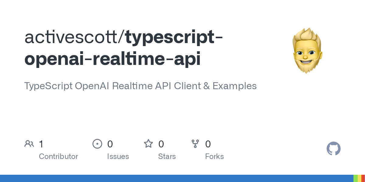 GitHub - activescott/typescript-openai-realtime-api: TypeScript OpenAI Realtime API Client & Examples