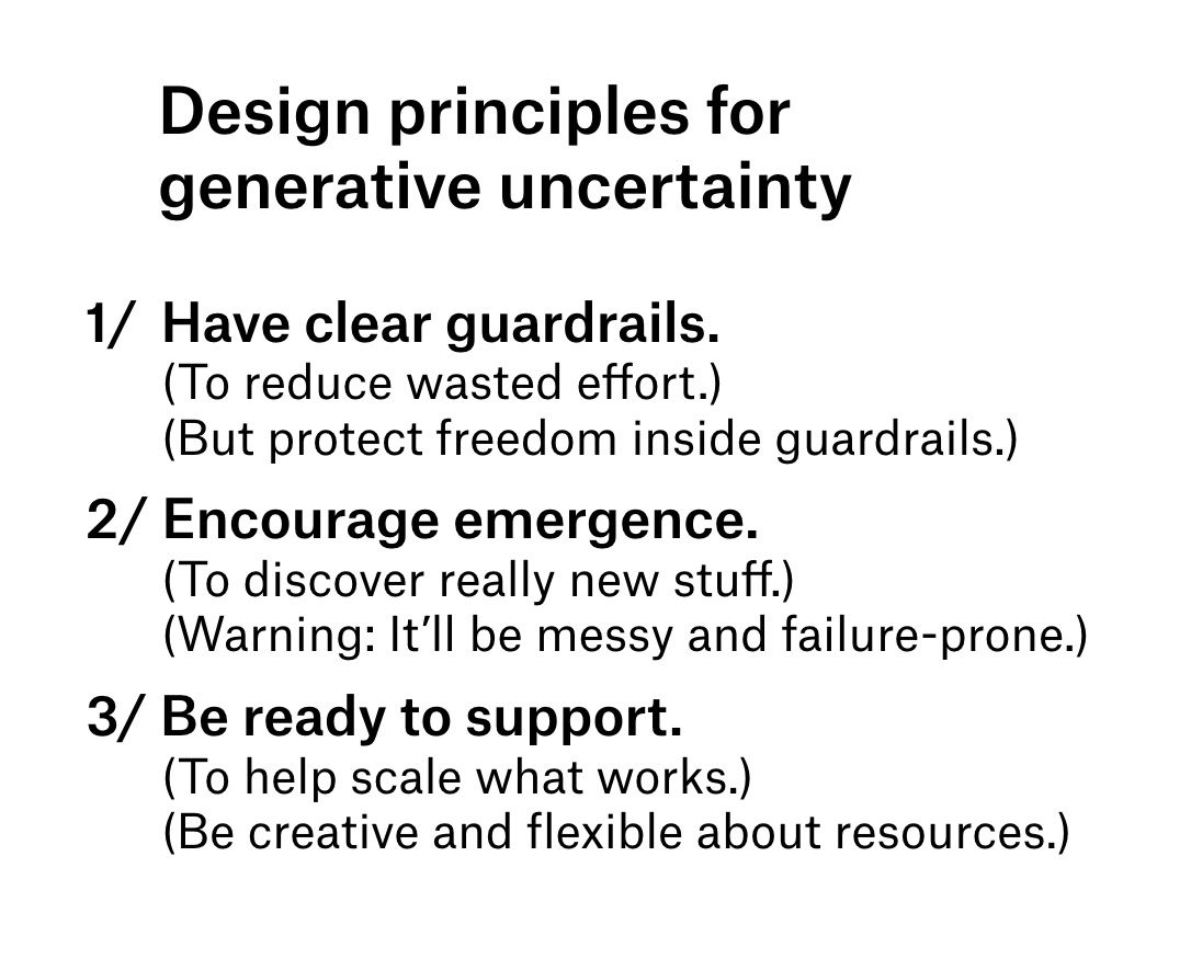 Three design principles for creating generative uncertainty