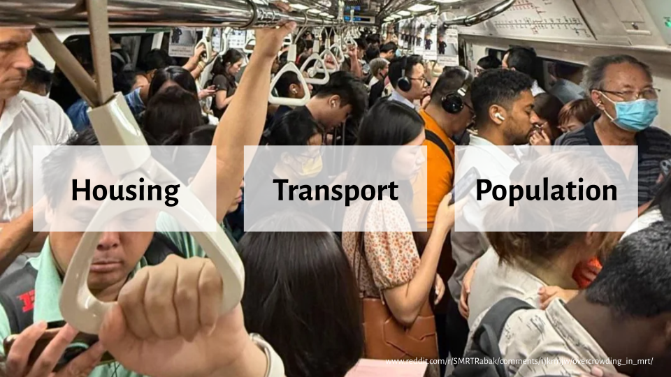 Overcrowded transit in Singapore due to coordination problems between different parts of government.