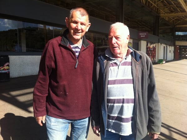 Bob McKie with Brian Shackleton of Pennine Heights fame at the Saintes marking at Sheffield